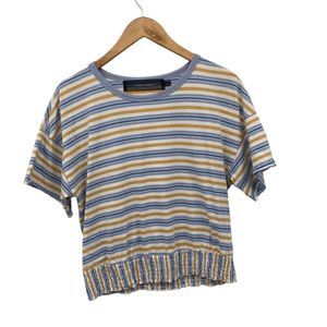 Code Mode blue striped cotton top